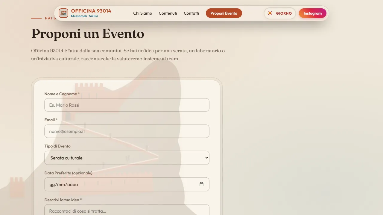 Modulo per proporre un evento all'associazione