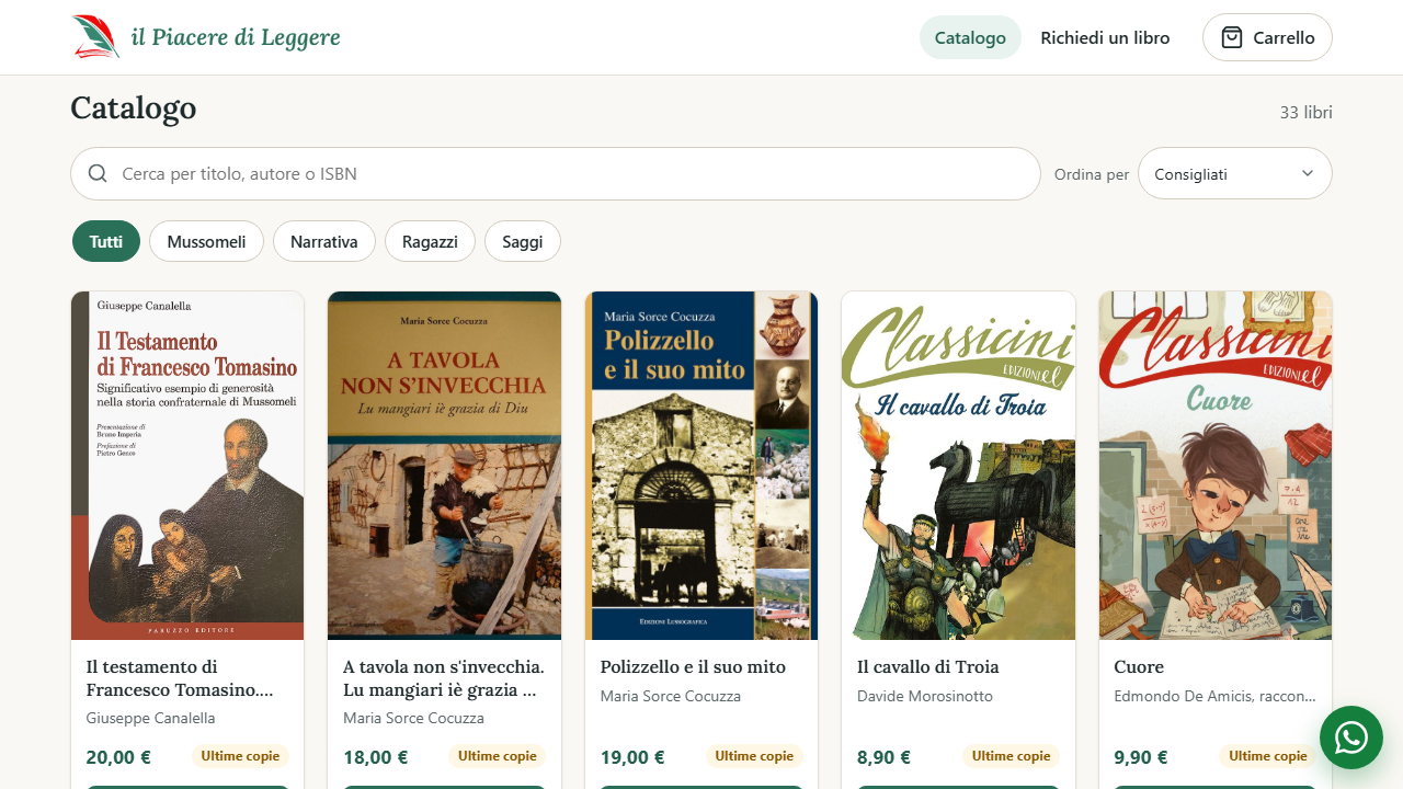 il Piacere di Leggere online bookshop catalogue with search, categories and book covers