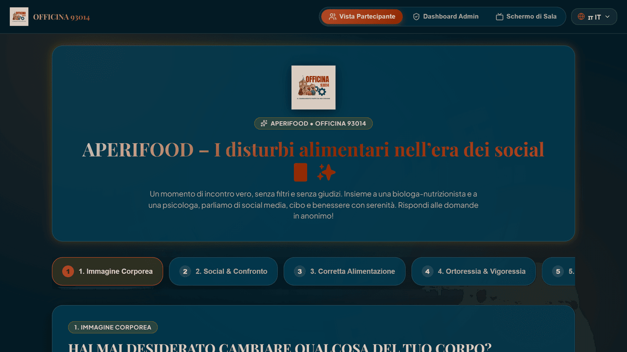 Officina 93014 anonymous live Q&A platform preview